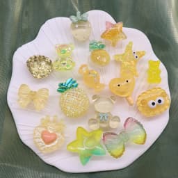 1-16PCS Resin Shoe Charms Fit Wristbands Pineapple Bear Star Bow Candy Hole Slipper Decoration Button Accessories Kid Party Gift