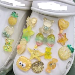 1-16PCS Resin Shoe Charms Fit Wristbands Pineapple Bear Star Bow Candy Hole Slipper Decoration Button Accessories Kid Party Gift
