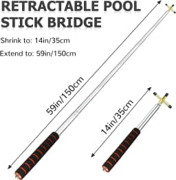 Retractable Billiards Cue Rest with Removable Brass Bridge Head, Pool Cue Stick, Snooker Table Accessories