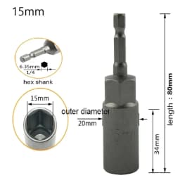 1pc 80mm Length Hex Sockets Sleeve Nozzles Nut Driver Screwdriver Impact Nut Bolt Drill Bits Socket Wrenches 5.5-19mm