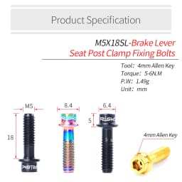 RISK 2PCS M5*18mm Bike Stem Handlebar Fixing Titanium Ti Bolts Fixed Screws Hollow Lightweight for MTB Bicycle Seat Post Clamp