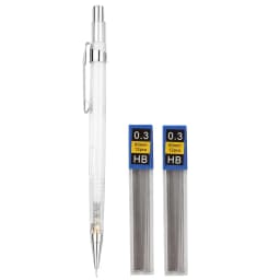 Transparent Mechanical Pencil Set 0.3, 0.5, 0.7 0.9mm with HB Lead Refills for Sketching Art Drawing Painting Automatic Pencils