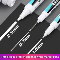 0.7/1.0/2.5MM White Marker Pens Oily Waterproof Permanent Paint Markers For Wood Plastic Leather Glass Stone Metal Art Supplies