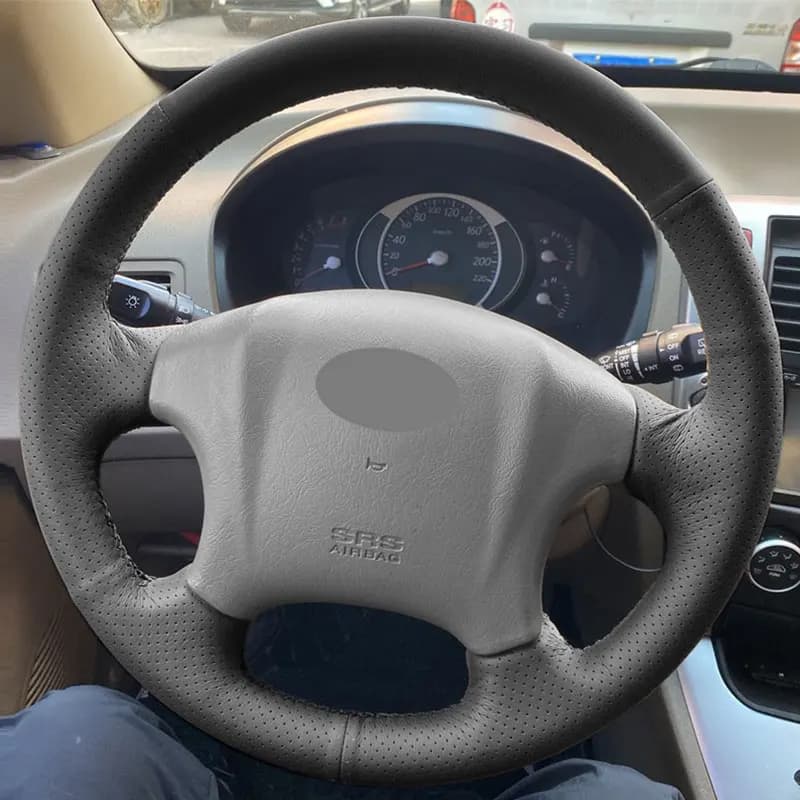 Perforated Leather Cover For Hyundai Tucson 2006 2007 2008 2009 2010 2011 2012 2013 2014 Car Steering Wheel Cover Trim Black