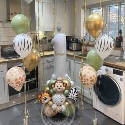 1set Wild Animal Pattern Balloon Set with Vintage Number Balloon for Kids Jungle Safari Birthday Party Decorations DIY Gifts