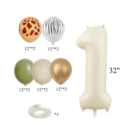 1set Wild Animal Pattern Balloon Set with Vintage Number Balloon for Kids Jungle Safari Birthday Party Decorations DIY Gifts