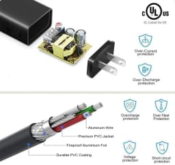 5V 2A adapter and MICRO usb  cable 1m  Charger for JBL Charge 3, 2, Flip 4, 3, 2, Pulse 3, 2, Pulse, GO, Clip Plus, Clip,