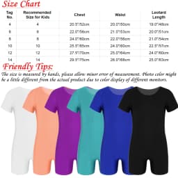 Leotards for Girls Boys Gymnastics Kids Children Short Sleeves Biketard Dance Unitards Ballet Dance Costume Practice Wear