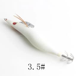 1PCS Luminous Squid Jigs White Glow Wood Shrimp with Octopus Squid Jig Hooks Cuttlefish Fishing Lure Size 2.5# 3.0# 3.5#