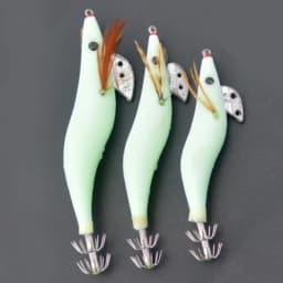 1PCS Luminous Squid Jigs White Glow Wood Shrimp with Octopus Squid Jig Hooks Cuttlefish Fishing Lure Size 2.5# 3.0# 3.5#