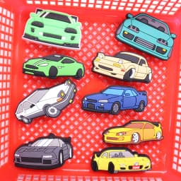 Single Sale 1PCS PVC Cute Cartoon Shoe Charms Kawaii Colorful Kinds Of Cars Buckle Clog Hole Slipper Accessories Decorations