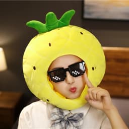 Cartoon Plush Headwear Cosplay Party Funny Eggplant Food Hat Cap Pineapple Popcorn Chips Headdress Photo Performance Prop
