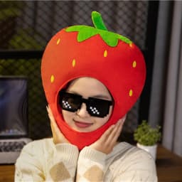 Cartoon Plush Headwear Cosplay Party Funny Eggplant Food Hat Cap Pineapple Popcorn Chips Headdress Photo Performance Prop