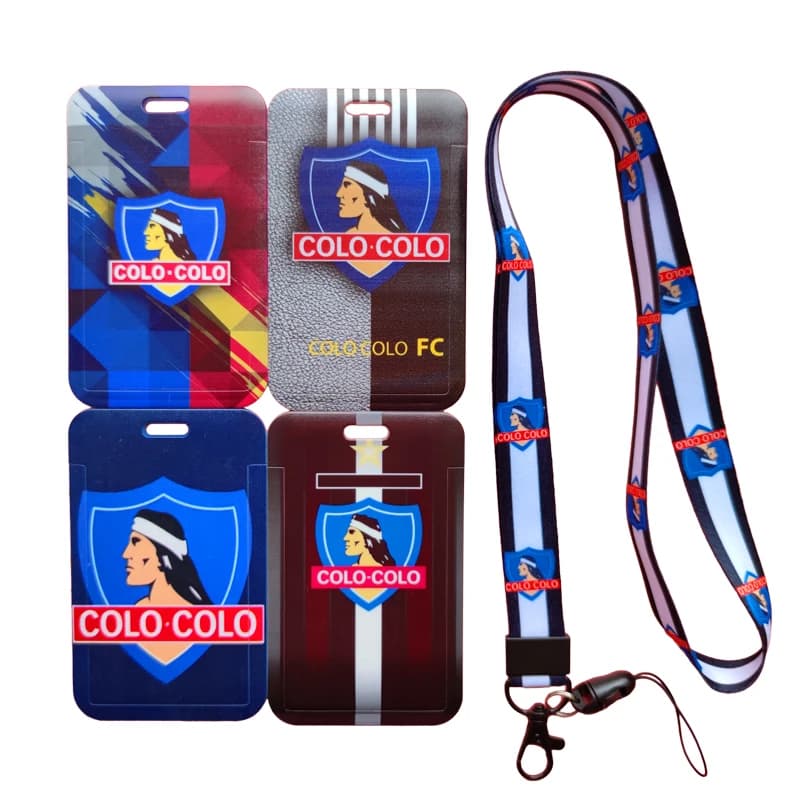 Chile Football Style ID Card Holder Neck Strap Students Credit Card Case Lanyard Child Visit Door Identity Badge Holder Keychain