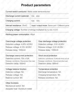 Qucc Li Ion 10S 13S 14S 15A 20A BMS 48V 36V 18650 Battery Pack Electric Toy Electric Scooter Electric Moped Power Battery BMS