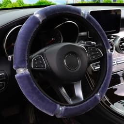 Car Steering Wheel Cover Gearshift Handbrake Cover Protector Decoration Warm Soft Plush Rhinestone Black Pink Women Man