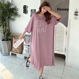 Fdfklak Cute Cartoon Nightwear Dress Women Nightshirt New Loose Plus Fat Modal Nightgowns Female Summer Nightdress 110 Kg Wear