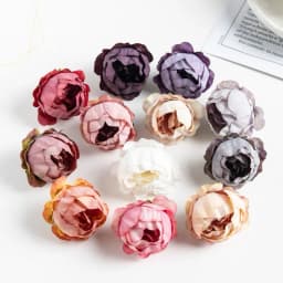 10PCS Artificial Flowers Rose Wedding Wreath Valentine‘s Decora Home Room Scrapbooking Fake Silk Peony Head Diy Gifts Candy Box