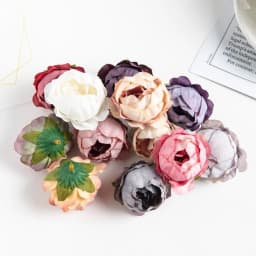 10PCS Artificial Flowers Rose Wedding Wreath Valentine‘s Decora Home Room Scrapbooking Fake Silk Peony Head Diy Gifts Candy Box