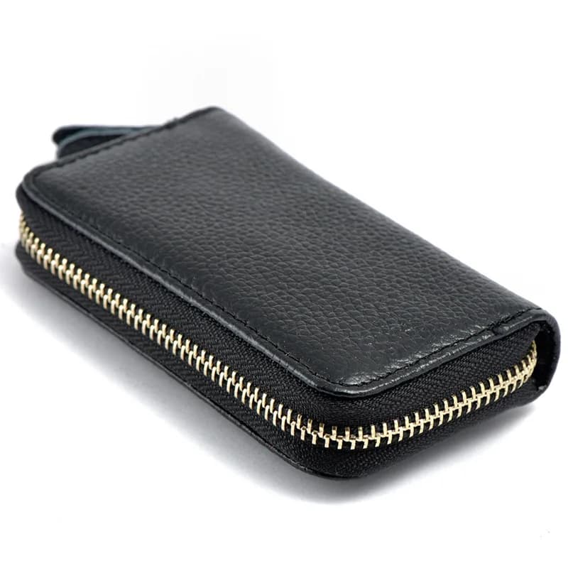 Unisex Genuine Leather Key Holder - Cow Split Leather Car Key Wallet with Card Slot, Compact Housekeeper Organizer Pouch