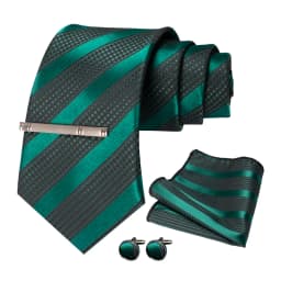 JEMYGINS Men Green Ties Striped Tie Paisley Wedding Tie For Men Necktie Hanky Cufflink Set Party Business Fashion Designer