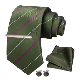 JEMYGINS Men Green Ties Striped Tie Paisley Wedding Tie For Men Necktie Hanky Cufflink Set Party Business Fashion Designer