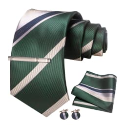 JEMYGINS Men Green Ties Striped Tie Paisley Wedding Tie For Men Necktie Hanky Cufflink Set Party Business Fashion Designer