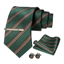 JEMYGINS Men Green Ties Striped Tie Paisley Wedding Tie For Men Necktie Hanky Cufflink Set Party Business Fashion Designer