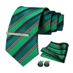 JEMYGINS Men Green Ties Striped Tie Paisley Wedding Tie For Men Necktie Hanky Cufflink Set Party Business Fashion Designer