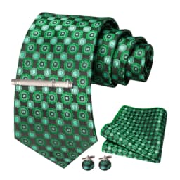 JEMYGINS Men Green Ties Striped Tie Paisley Wedding Tie For Men Necktie Hanky Cufflink Set Party Business Fashion Designer
