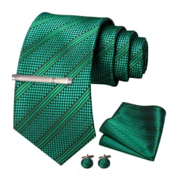 JEMYGINS Men Green Ties Striped Tie Paisley Wedding Tie For Men Necktie Hanky Cufflink Set Party Business Fashion Designer