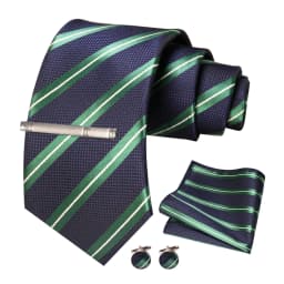 JEMYGINS Men Green Ties Striped Tie Paisley Wedding Tie For Men Necktie Hanky Cufflink Set Party Business Fashion Designer