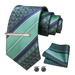 JEMYGINS Men Green Ties Striped Tie Paisley Wedding Tie For Men Necktie Hanky Cufflink Set Party Business Fashion Designer