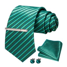 JEMYGINS Men Green Ties Striped Tie Paisley Wedding Tie For Men Necktie Hanky Cufflink Set Party Business Fashion Designer