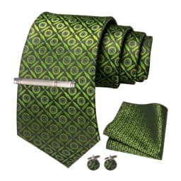 JEMYGINS Men Green Ties Striped Tie Paisley Wedding Tie For Men Necktie Hanky Cufflink Set Party Business Fashion Designer