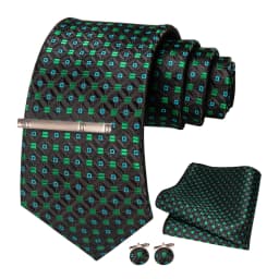 JEMYGINS Men Green Ties Striped Tie Paisley Wedding Tie For Men Necktie Hanky Cufflink Set Party Business Fashion Designer
