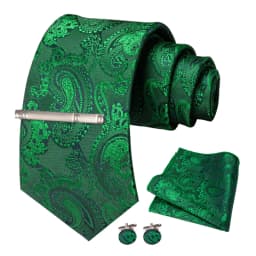 JEMYGINS Men Green Ties Striped Tie Paisley Wedding Tie For Men Necktie Hanky Cufflink Set Party Business Fashion Designer