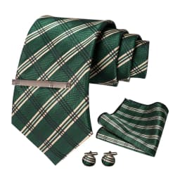 JEMYGINS Men Green Ties Striped Tie Paisley Wedding Tie For Men Necktie Hanky Cufflink Set Party Business Fashion Designer