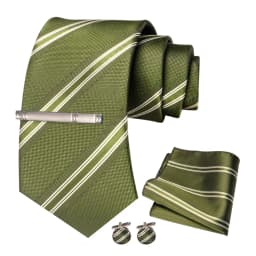 JEMYGINS Men Green Ties Striped Tie Paisley Wedding Tie For Men Necktie Hanky Cufflink Set Party Business Fashion Designer