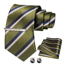 JEMYGINS Men Green Ties Striped Tie Paisley Wedding Tie For Men Necktie Hanky Cufflink Set Party Business Fashion Designer