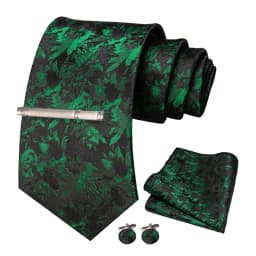 JEMYGINS Men Green Ties Striped Tie Paisley Wedding Tie For Men Necktie Hanky Cufflink Set Party Business Fashion Designer
