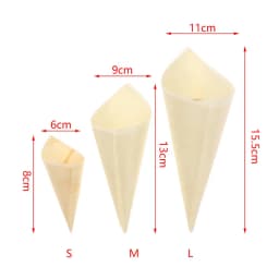 50pcs Disposable Wood Appetizer Cones Biodegradable Cone Veneer Roll Disposable Ice Cream Cone Packaging Container Candy Cup