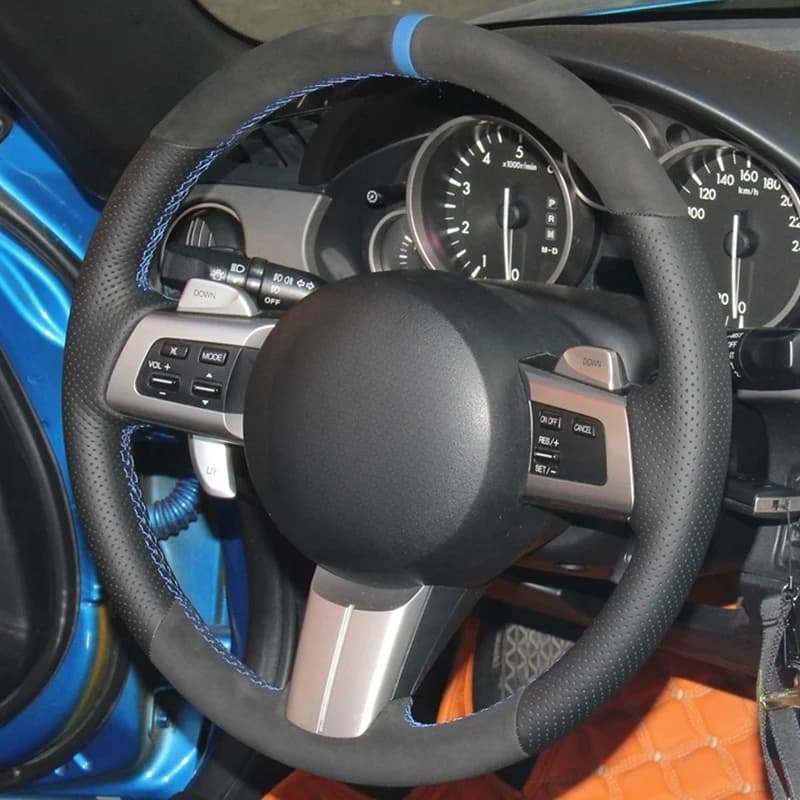 Non-Slip Black Suede Braid Car Steering Wheel Cover For Mazda MX-5 2009-2013 RX-8 2009-2013 CX-7 CX7 2007-2009 Car Accessories