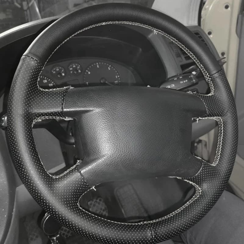Car Steering Wheel Cover Hand Sewing Artificial Leather Braid Car Accessories For Volkswagen Caddy Caravelle Transporter T5