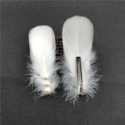 Ballet Cheongsam Stage Performance Dance White Feather Pearl Headgear Hairpin Side Clip Hair Accessories