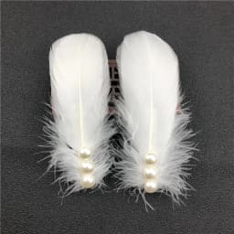 Ballet Cheongsam Stage Performance Dance White Feather Pearl Headgear Hairpin Side Clip Hair Accessories