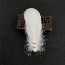 Ballet Cheongsam Stage Performance Dance White Feather Pearl Headgear Hairpin Side Clip Hair Accessories
