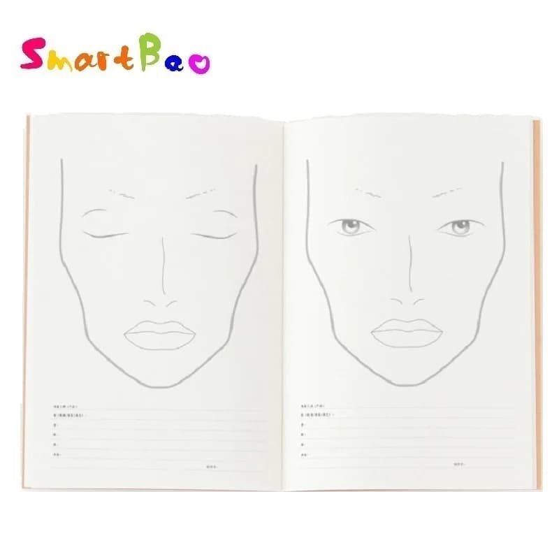 A4 Make Up Face Chart Art Cosmetic Beauty Facechart Book, 30 Sheets Paper