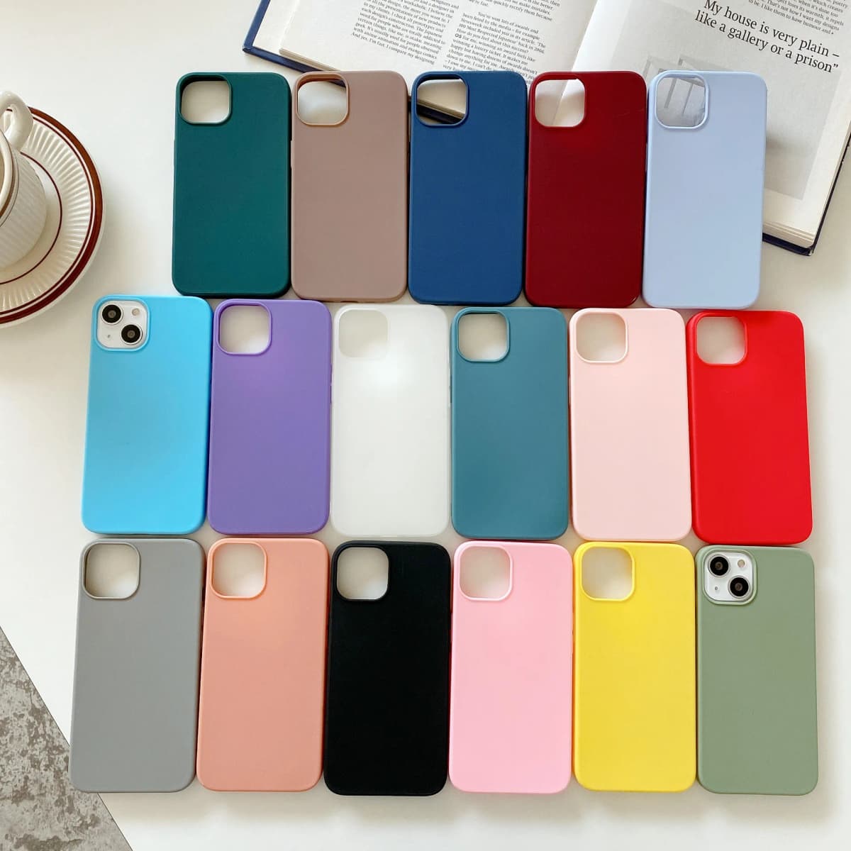 Candy Color Silicone Phone Case For iphone 13 14 Pro Max Funda For iphone 11 12 Pro Max 13 mini 14 Plus Matte Back Cover Coque