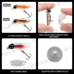 LETOYO Floating Minnow 38F/Pencil 38F 38mm 2.7g Topwater Artificial Silicone Bait Soft Plastic Body Trout Fishing Lures